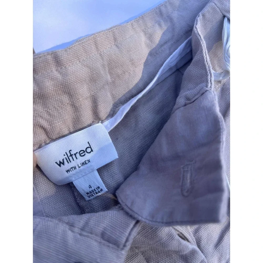 Wilfred Aritzia Linen‎ Blend Pants Women's Size 4 Taupe Drawstring Casual